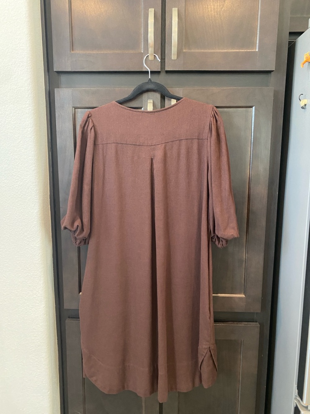 Cynthia Rowley Brown V-Neck Puff Sleeve Tunic Dress - Picture 2 of 3